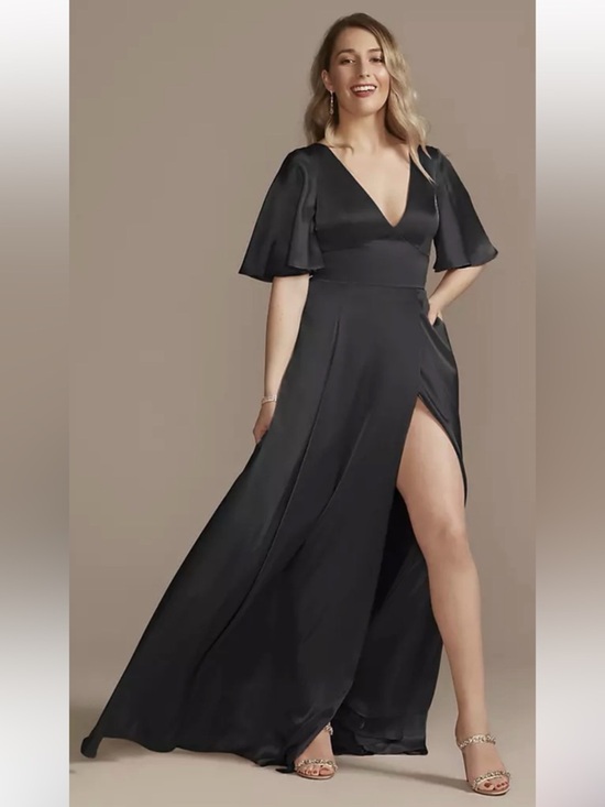 Galina Signature Dresses & Skirts - GALINA SIGNATURE Charmeuse Flutter-Sleeve A-Line Dress